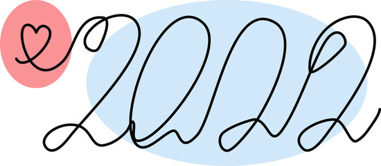Happy new year 2022 logo text design. 2022 year number design template continuous line drawing. Vector illustration  isolated on white background