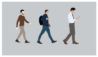 set of man walking vector. Man walking vector file.