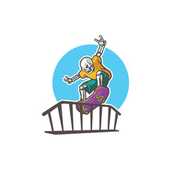 skull skate mascot cartoon logo template