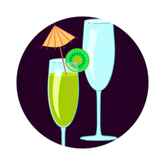 Shaped cocktail glass with straw for party decoration