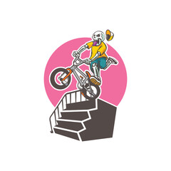 Skeleton Bike mascot logo template
