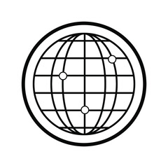 Planetary map globe icon. Vector earth symbol, globe globus pictogram, traveler wide geography symbol or eco-friendly space exploration icon.