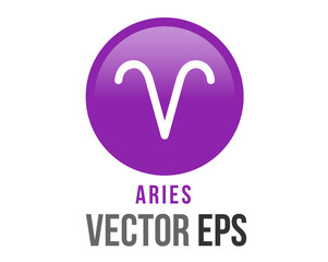 vector gradient purple Aries astrological sign icon in the Zodiac,  represents a ram..