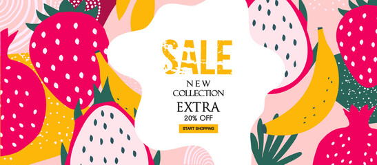 Sale website banner. Sale tag. Sale promotional material vector illustration. Design for ad, social media banner, brochure, email, flyer, leaflet, newsletter, placard, poster, web sticker