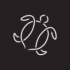 Turtle in artline black and white for logo and illustration