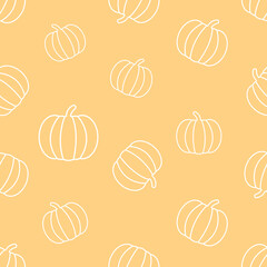 Pumpkin seamless pattern. Thanksgiving or halloween vector background.  Color vegetable print.