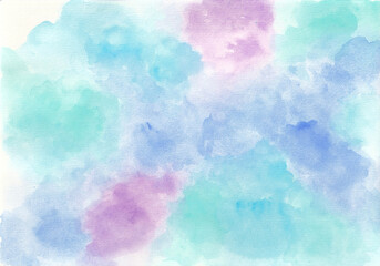 素材テクスチャ　水彩にじみ　青×紫×緑×水色