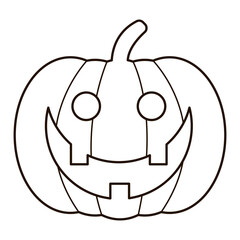 Halloween pampkin logo. Linear punpkin icon on white background. Black vector pumpkin illustration. Simple illlustration of halloween pumpkin.