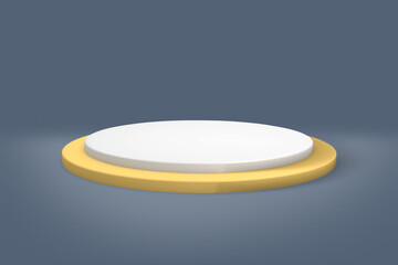 3D Golden Podium on Grey Background, 3D illustration