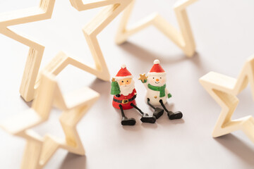 【クリスマス】サンタクロースとスノーマンと星