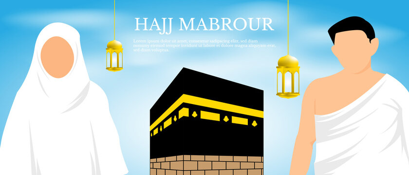hajj mabrour background with people wearing ihram clothes