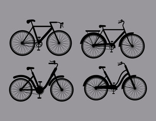 four bike silhouettes