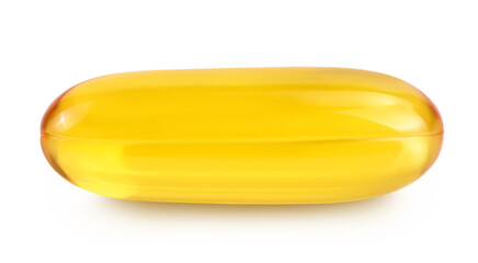 Fish oil capsule isolated on white background with clipping path and full depth of field