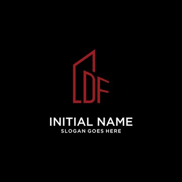 DF initial monogram with building logo design
