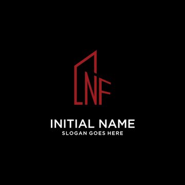 NF initial monogram with building logo design
