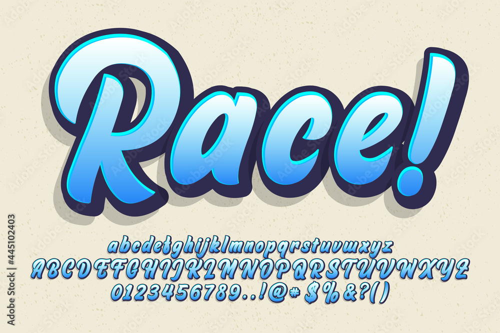 Poster modern brush script alphabet with trendy gradient. youthstyle typography font and number
