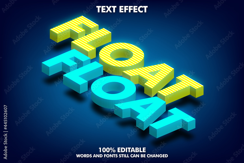 Aufkleber floating isometric text effect. modern 3d text style. editable text effect fot sticker