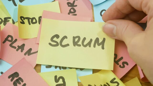 software scrum agile paper task, agile software development methodologies concept, rotation