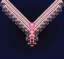 
Geometric,ethnic,pattern,neck embroidery,design for fashion women tribal traditional