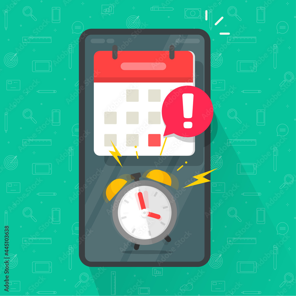 Poster mobile phone reminder with important due date deadline online app in calendar organizer message aler