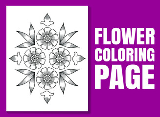 Obraz na płótnie Canvas Flower coloring page. flower coloring book. Floral coloring book page for adults and children. coloring page doodle. flower pencil sketch. adult coloring pages flowers. black and white adult coloring