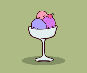 Three flavors of ice cream in one glass