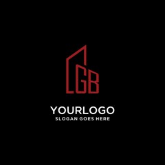 GB initial monogram with building logo design - obrazy, fototapety, plakaty