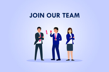 Join Our Team vector concept. Business people with Join Our Team text