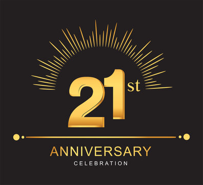 21st anniversary design with golden color and firework for anniversary celebration