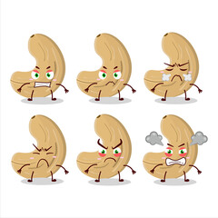 Cashew nuts cartoon character with various angry expressions