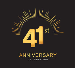 41st anniversary design with golden color and firework for anniversary celebration