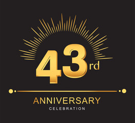 43rd anniversary design with golden color and firework for anniversary celebration