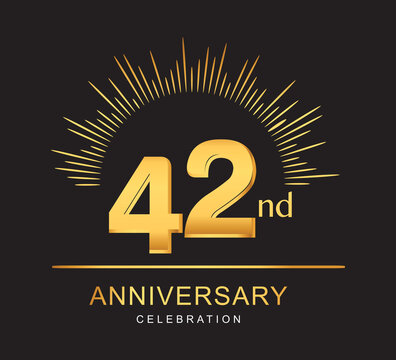 42nd anniversary design with golden color and firework for anniversary celebration