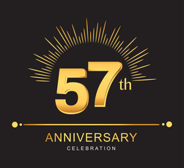 57th anniversary design with golden color and firework for anniversary celebration