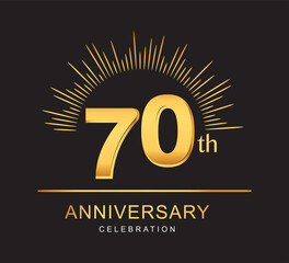 70th anniversary design with golden color and firework for anniversary celebration