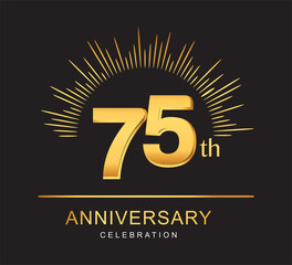 75th anniversary design with golden color and firework for anniversary celebration