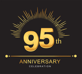 95th anniversary design with golden color and firework for anniversary celebration