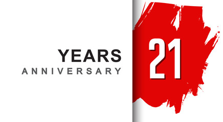 21st years anniversary design with red brush isolated on white background for company celebration event