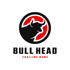 bull head circle logo design