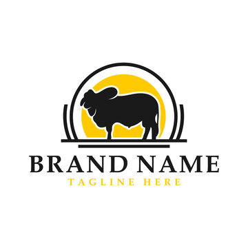 australian cow animal vintage logo