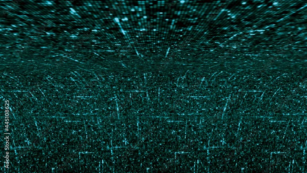 Poster abstract data moving in all directions creating a web of information bended screen. animation. high 