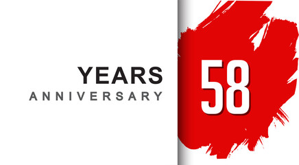 58th years anniversary design with red brush isolated on white background for company celebration event