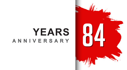 84th years anniversary design with red brush isolated on white background for company celebration event