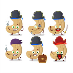 Cartoon character of cashew nuts with various pirates emoticons