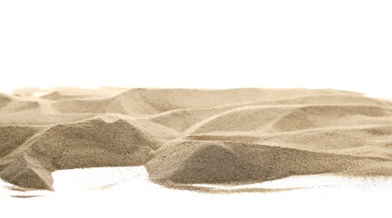 Plakat Desert sand pile isolated on white background and texture