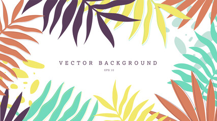 Vector background with tropical colorful palm leaves, eps 10.