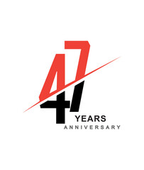 47th anniversary logo red and black swoosh design isolated on white background for anniversary celebration.