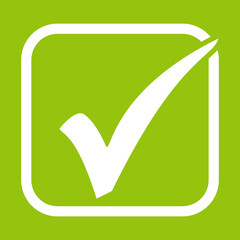 Grüner Hintergrund mit Häkchen in weißem Kasten