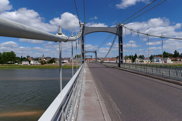 Bridge on the Loire river bank in Chateauneuf-sur-Loire village