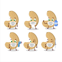 A picture of cashew nuts cartoon design style keep staying healthy during a pandemic